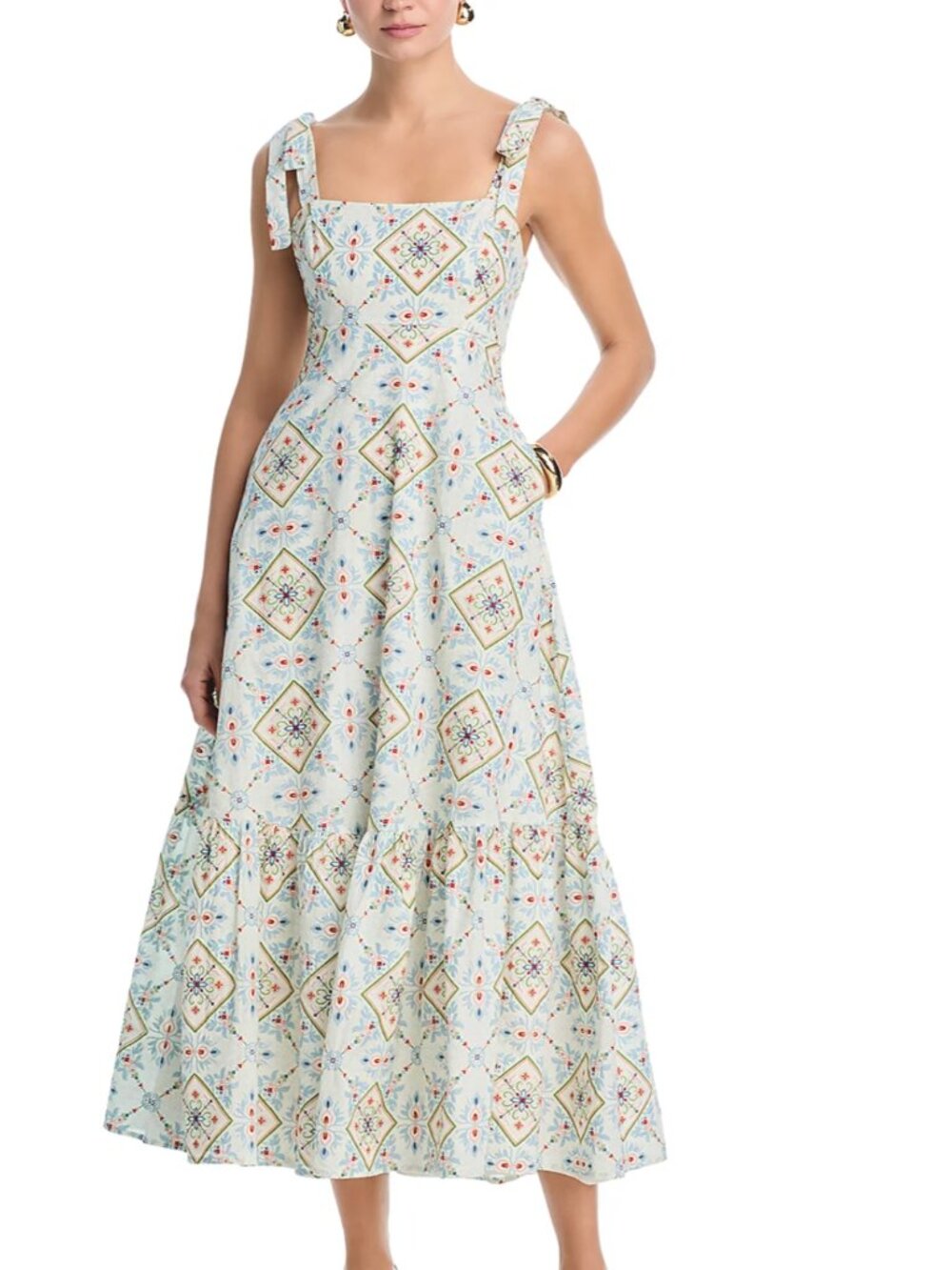 AQUA Tile Midi Dress XS NWT